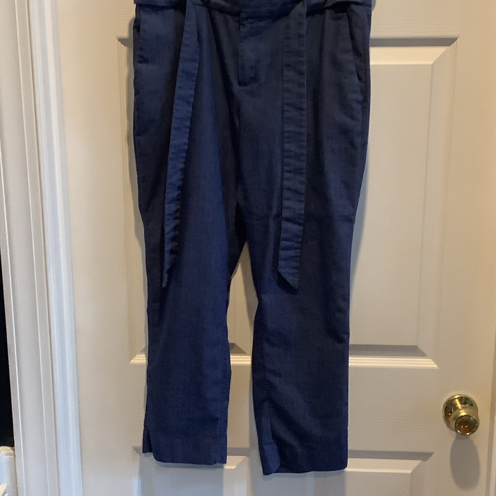 Banana Republic Women's Navy Cropped Pants, linen blend